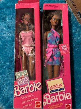 Barbie Dolls in Pink Sleepwear & Pink-Blue Tie-Dye Outfit